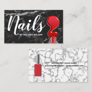Cartão De Visita Unhas  Pó polonês vermelho unha  Marble