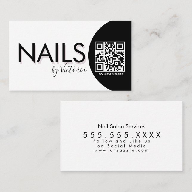 Cartão De Visita Unhas Salon Beaust Artist CÓDIGO QR (Frente/Verso)