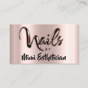 Cartão De Visita Unhas Studio Artist Unhas Script Logotipo Rosa Bro