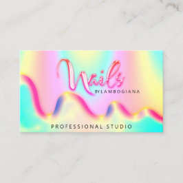 Cartão De Visita Unhas Studio Logotipo Hológrafo QR Código exclusiv