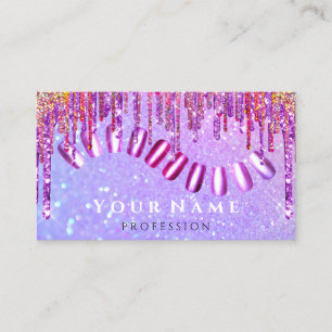 Cartão De Visita Unhas Stylist Manicure Glitter Hológrafo Rosa VIP