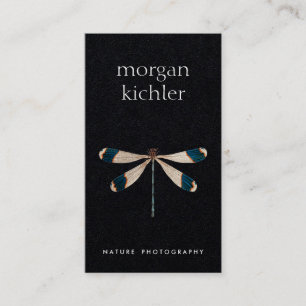 Cartão De Visita Único Dragonfly Nature Professional Black