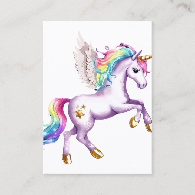 Cartão De Visita Unicorn Flying Watercolor (Frente)