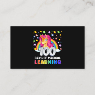 Cartão De Visita unicórnio 100 Dias de Aprendizado Mágico 100 Dias