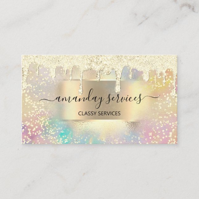 Cartão De Visita Unidades Douradas de Boutique UNHAS de Maqueamento (Frente)