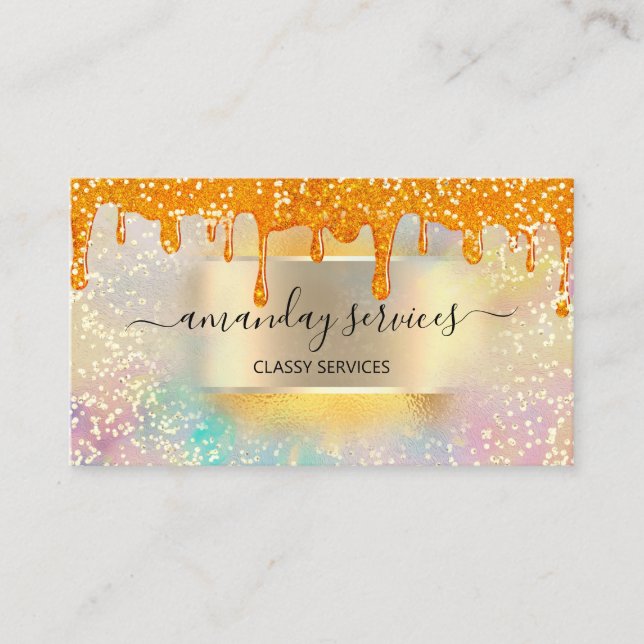 Cartão De Visita Unidades Holográficas Mint Lashes Makeup Ouro Unha (Frente)