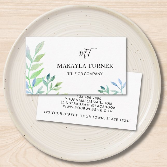 Cartão De Visita Unique Green Watercolor  (Criador carregado)