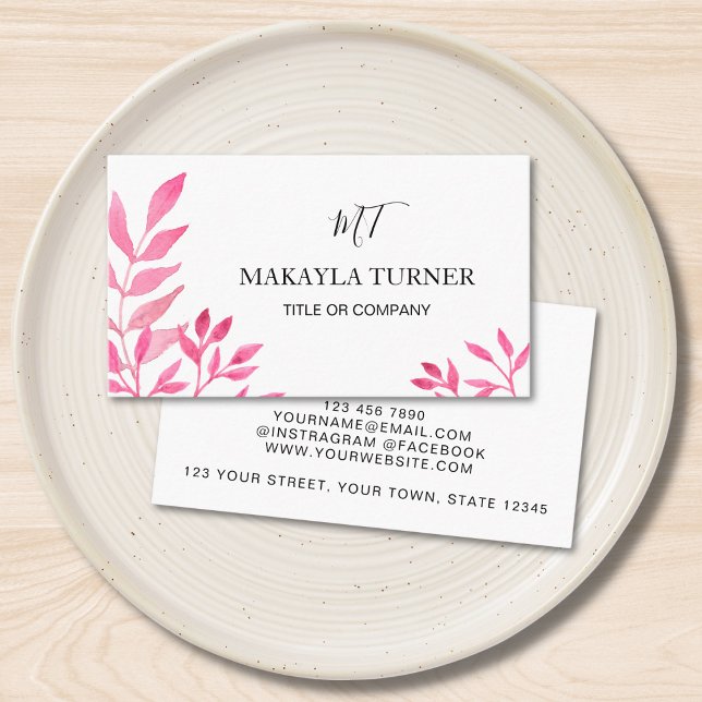 Cartão De Visita Unique Pink Watercolor  (Criador carregado)