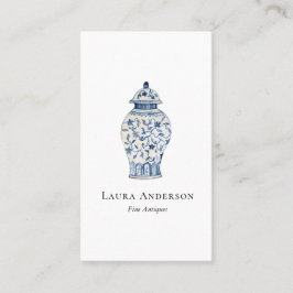 Cartão De Visita Urn azul e branco aquarela