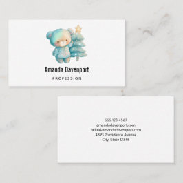 Cartão De Visita Urso Cinto e Árvore de Natal