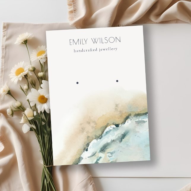 Cartão De Visita Urso de Areia Costeira de Ondas do Mar Costeiro (Criador carregado)