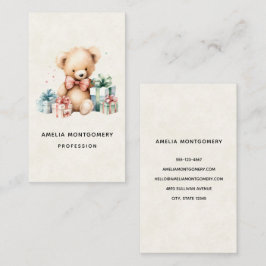 Cartão De Visita Urso de Teddy Bonito com Presentes de Natal