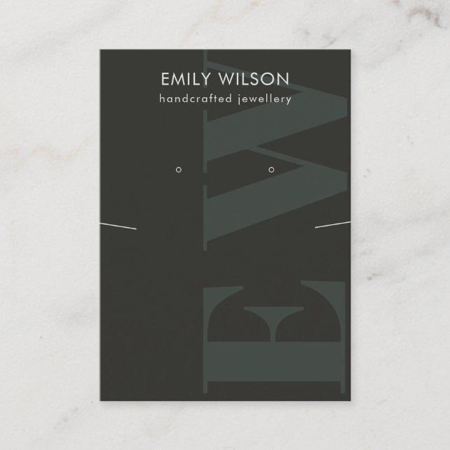 Cartão De Visita Urso do Colar Rústico Preto do Monograma (Frente)