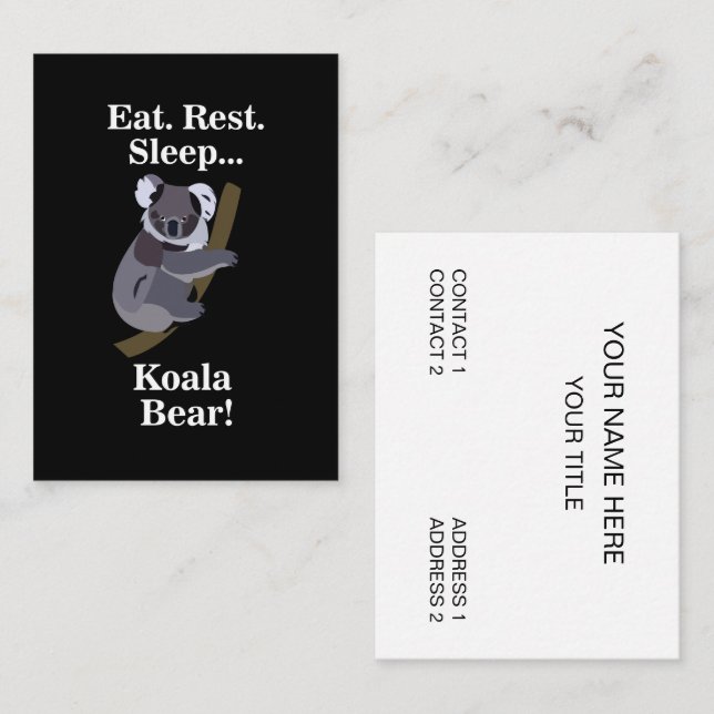 Cartão De Visita Urso Koala Engraçado (Frente/Verso)