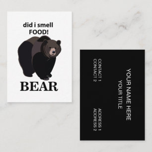 Cartão De Visita Urso Será que eu cheirei comida Urso engraçado