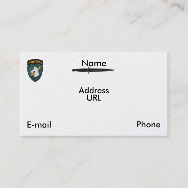 Cartão De Visita USASOC 1ruas especiais ops SOCOM veterans vets pat (Frente)