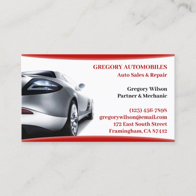 Cartão De Visita Used Car Sales Business Card Template (Frente)