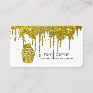 Cartão De Visita Uso de pastelaria do Cupcake Dourado