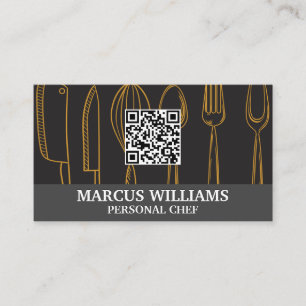 Cartão De Visita Utensílios  Chefe Executivo  Código QR