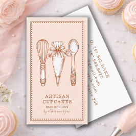 Cartão De Visita Utensílios de Padaria da Confeitaria de Cupcake Ar