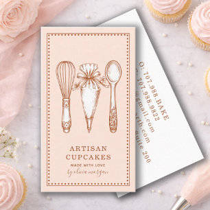 Cartão De Visita Utensílios de Padaria da Confeitaria de Cupcake Ar