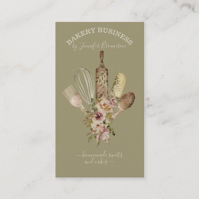 Cartão De Visita Utensílios panificação Catering Cook Chef Retro (Frente)