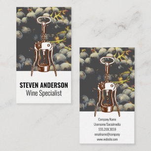 Cartão De Visita Uvas de vinho  Abre de vinho