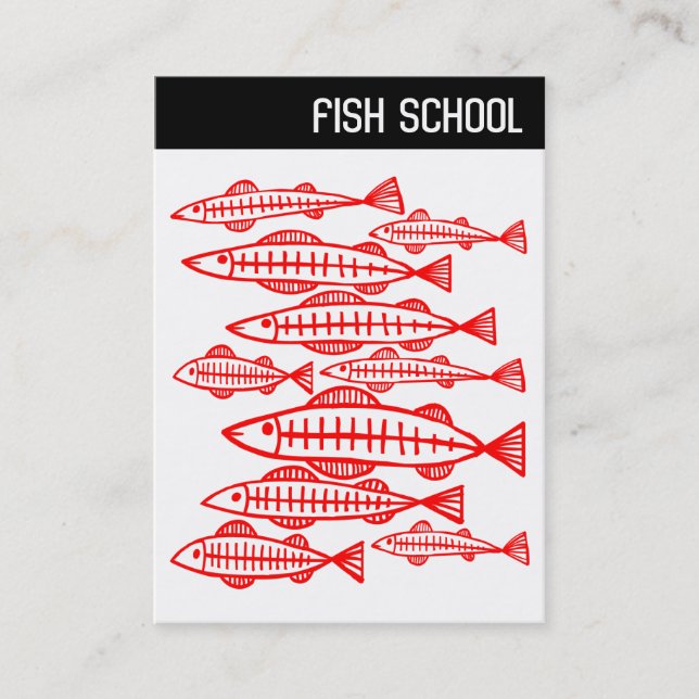 Cartão De Visita V Cabeçalho - ESCOLA FISH - Vermelho (Frente)