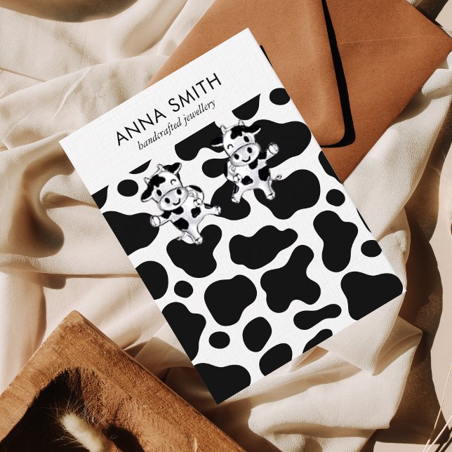 Cartão De Visita Vaca, padrão preto-e-branco, tela de ouriço (Criador carregado)