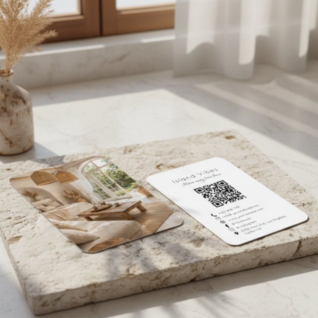 Cartão De Visita Vacation Rental Guest House Photo QR Code (Criador carregado)