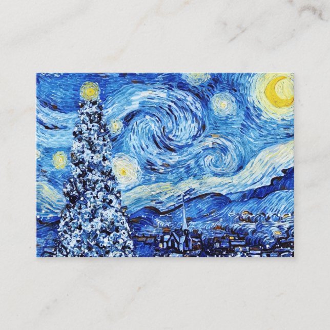 Cartão De Visita Van Gogh - A Noite Estrelada - Busi Branco de Nata (Frente)