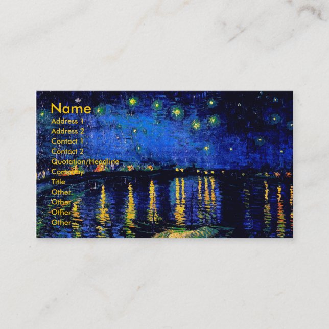 Cartão De Visita Van Gogh Starry Night Over Rhone (F474) Fine Art (Frente)