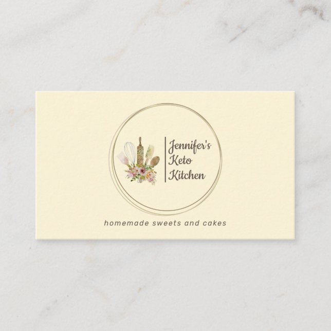 Cartão De Visita Vanilla Cream Russo Comida de carne caseira (Frente)