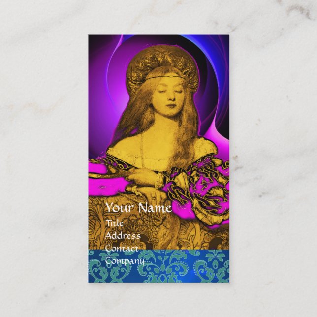 Cartão De Visita VANITY BEAUTY FASHION DESIGNER Blue Damask (Frente)