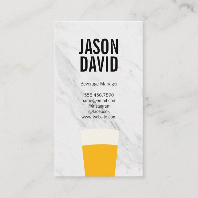 Cartão De Visita Variação do Pint of Beer Marble (Frente)