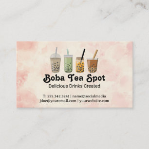 Cartão De Visita Variedade de Bebidas de Chá de Boba