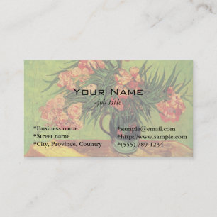 Cartão De Visita Vase "Ainda viva" com Oleanders e Livros, Van Gogh