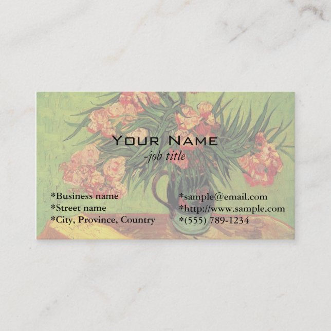 Cartão De Visita Vase "Ainda viva" com Oleanders e Livros, Van Gogh (Frente)