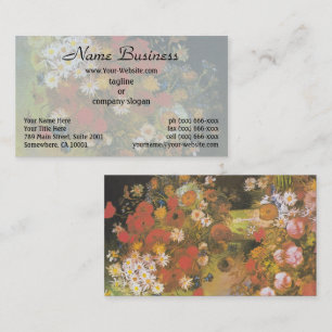 Cartão De Visita Vase com flores e papoilas, peonias e crisânime