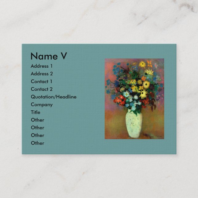 Cartão De Visita Vase de Odilon Redon com Flores (1914) (Frente)