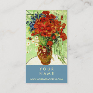 Cartão De Visita Vaso com margaridas e papoilas por Van Gogh