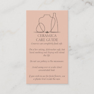 Cartão De Visita Vaso de Cerâmica Laranja Rosa Cuidados com Cerâmic