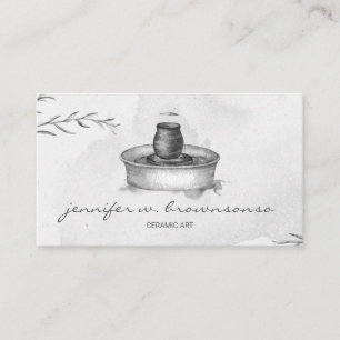Cartão De Visita Vaso de Flores Cinza Ferramenta de Artista de Cerâ