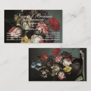 Cartão De Visita Vaso de Flores Conchas Insetos, Balthasar van der 