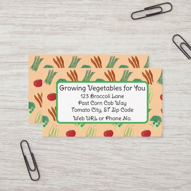 Cartão De Visita Vegetable Themed Custom Business Cards (Frente/Verso In Situ)