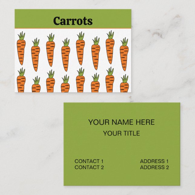 Cartão De Visita Vegetais de Cenoura Comidas Frescas (Frente/Verso)