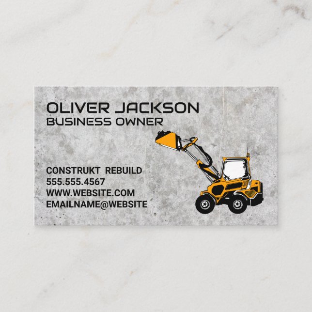 Cartão De Visita Veículo de Superação da Terra | Construção | Concr (Frente)