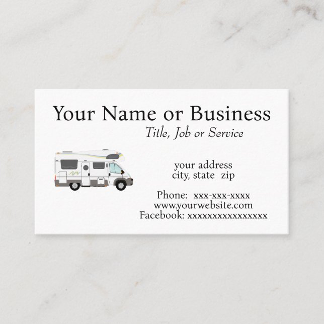 Cartão De Visita Veículo Recreacional (Frente)