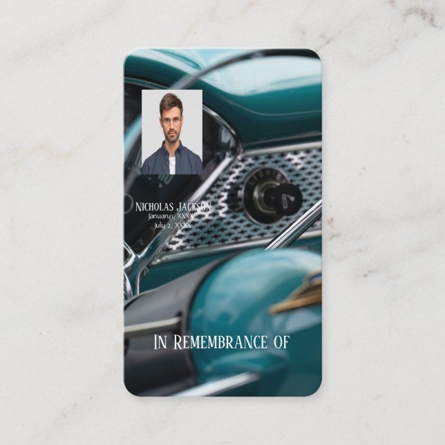 Cartão De Visita Veículos Automóveis Antigos de Carros Memorial (Frente)