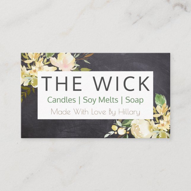 Cartão De Visita Vela De Sabão De Chalkboard Derretida E Artesanato (Frente)